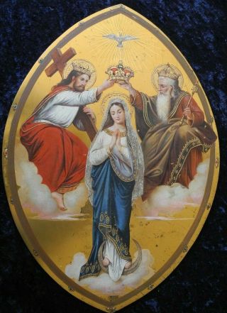 Painting On Copper Brass Coronation By Maria Jesus Christ High Priest White Dove