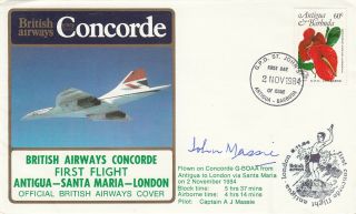 Ba Concorde 1st Flight Antigua To Santa Maria To London.  Flown On Board Signed