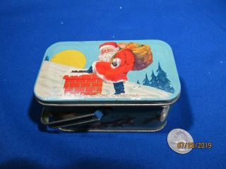 Santa Antique Tindeco Candy Container Handle Tin Twas The Night Before Christmas