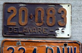 1936 Delaware License Plate