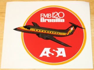 Old Asa Atlantic Southeast Airlines (usa) Emb - 120 Brasilia Airline Sticker