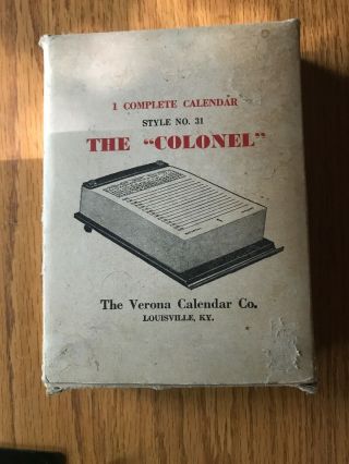 Vintage The “colonel” Desk Calendar 1958 Complete