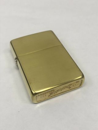 Zippo 1969 Solid Brass Brushed Finish Solid Fuel Cell Lighter Very Rare