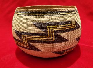 California Native American Twined Polychrome Basket Hupa Yurok 8