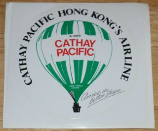 Old Cathay Pacific (hong Kong) Hot Air Balloon Airline Sticker