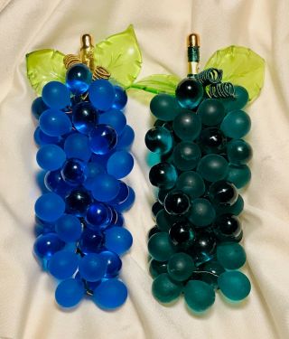 2 Murano Italy Solid Glass Grape Clusters (blue/green) - Price Drop