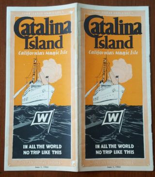 Catalina Island 1933 Timetable & Brochure Great Graphics & Pictorial Map