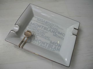 MONTBLANC CIGAR ASHTRAY WHITE & SILVER LACQUER LIMOGES PORCELAIN LIMITED EDITION 8