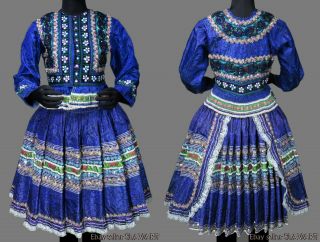 Slovak Folk Costume Tekov Kroj Handmade Ethnic Clothing Blue Skirt Apron Jacket