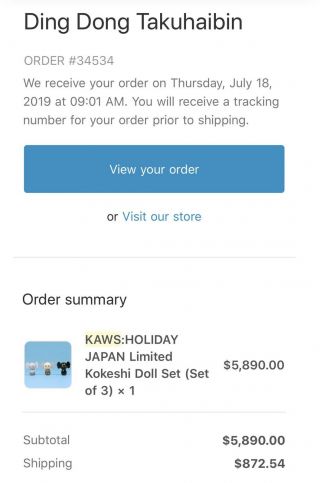 CONFIRMED ORDER - KAWS: Holiday Japan Limited Kokeshi Doll Set of 3 - LE of 1000 3