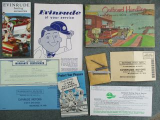 Vintage 1950s 1959 Evinrude Outboard Boat Motor Owners Brochure & Papers