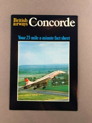 British Airways Vintage Concorde Fact Sheet Brochure 1970 