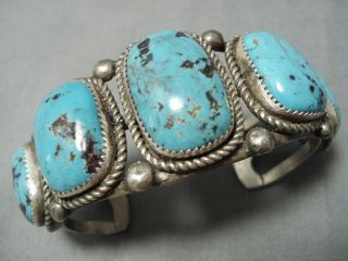 Superlative Vintage Navajo Turquoise Sterling Silver Naitve American Bracelet