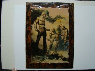 1970 ' s Boris Vallejo Fantasy Mythical Warrior Poster Art on Plywood 2