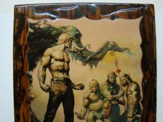 1970 ' s Boris Vallejo Fantasy Mythical Warrior Poster Art on Plywood 3