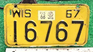 Motorcycle License Plate - Wisconsin 1968,  Stickered All