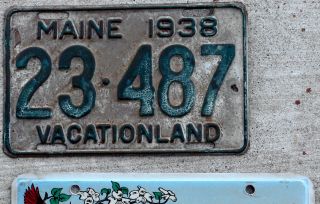 1938 Green On Gray Maine License Plate