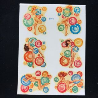 Vintage 40s 50s Set 6 Bubbles Pin Up Girl Meyercord Waterslide Decal