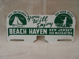 Beach Haven Jersey Vacation Sea Souvenir License Plate Topper Fishing Boat