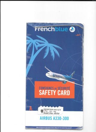 French Blue Airbus A330 - 300 Jun 16 Safety Card