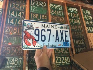 Maine Lobster On A Coastal Rock License Plate Boathouse On Stilts & Buoy Graphic