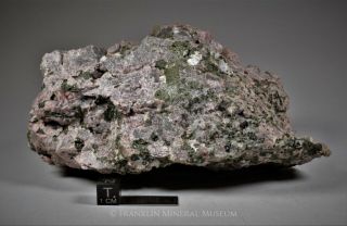 Rhodonite crystals with gahnite and calcite - Sterling Hill,  Ogdensburg,  NJ 3