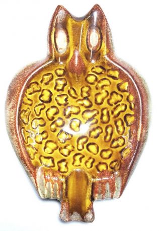 Vintage Owl Ashtray Ceramic Dryden Adx W3 Tobacco Ash Tray Speckled Owl 6.  5 "