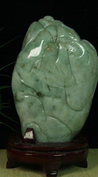 Cert ' d Untreated Green Nature A jadeite jade Sculpture landscape 山水 q68481Q 10