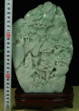 Cert ' d Untreated Green Nature A jadeite jade Sculpture landscape 山水 q68481Q 11