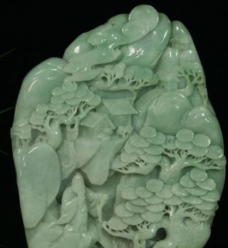 Cert ' d Untreated Green Nature A jadeite jade Sculpture landscape 山水 q68481Q 4