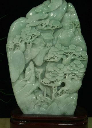 Cert ' d Untreated Green Nature A jadeite jade Sculpture landscape 山水 q68481Q 5