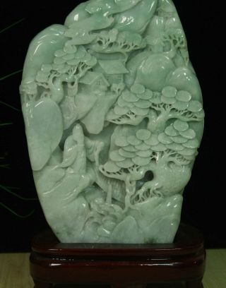 Cert ' d Untreated Green Nature A jadeite jade Sculpture landscape 山水 q68481Q 6