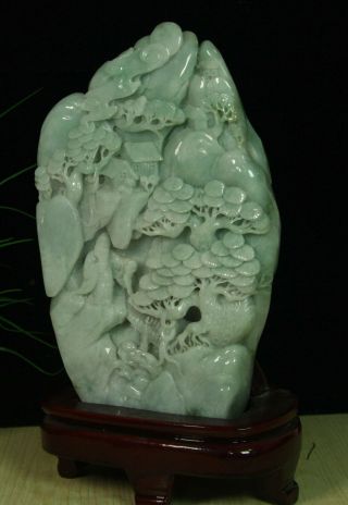 Cert ' d Untreated Green Nature A jadeite jade Sculpture landscape 山水 q68481Q 9