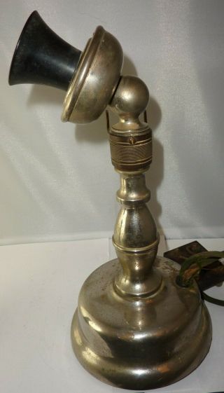 North Electric Potbelly Candlestick Telephone Nickel plated Brass 3