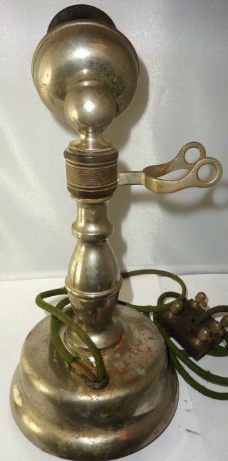North Electric Potbelly Candlestick Telephone Nickel plated Brass 4