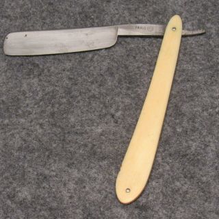 Paris Antique 6 - 1/4 " Straight Razor Real Bone Handles 7/8 " Wide Blade