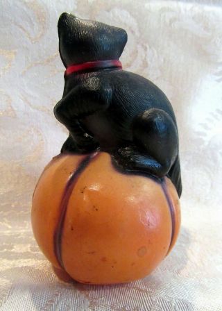 Very Rare 1920s 1930s Black Cat and Pumpkin Celluloid Halloween Toy NM Viscoloid 2