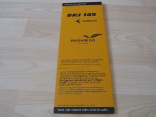 Passaredo Embraer Erj 145 Safety Card Rare