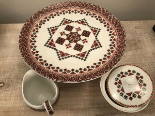 Vintage Marusia Ukrainian Art Porcelain Cake Plate Sugar Creamer Folk China