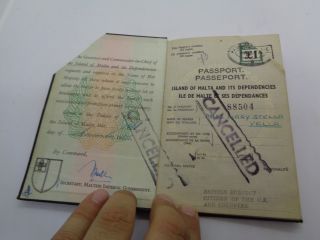 1955 UK colonial Island of Malta and its Dependencies passport passeport 2