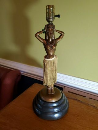 Bronze Naked Hula Girl Lamp Animated Motion Swinging Hips Leilani 6