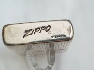 Sterling silver Zippo.  Lighter flat bottom 2032695 14 hole insert 3