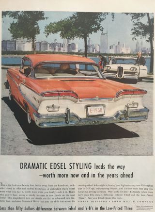 1958 Ford Edsel - City View - 11x14 Vintage Advertisement Print Car Ad Lg41