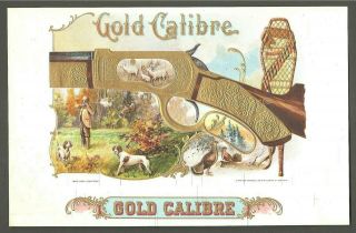 Gold Caliber - Gold Winchester Rifle - Embossed Cigar Label Set
