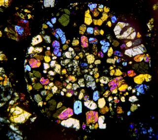 Meteorite Nwa 12577 - L4 Chondrite Thin Section - Microscope Slide