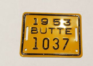 Vintage 1953 Butte Montana Tin Bicycle License Plate 1037 Old Stock