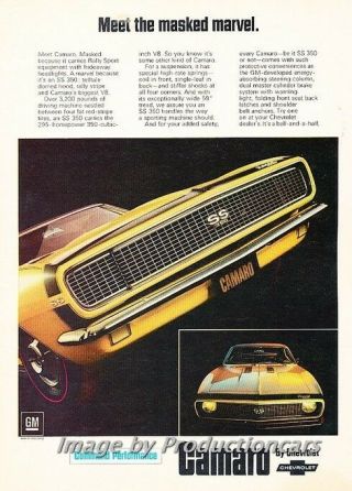 1967 Chevrolet Camaro Ss Advertisement Print Art Car Ad J685