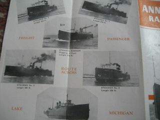 Rare Antique Vtg 1931 Ann Arbor Rairoad Steamer/ferry Brochure Map/schedule/fare