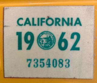 1956 - 62 California License Plates Pristine.  Numbers 8
