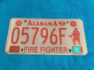 Alabama License Plate Tag Oct 2004 05796e Tag Al Fire Fighter